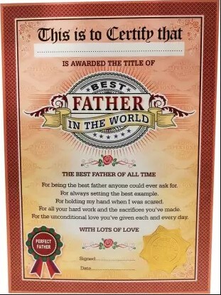 Northland Best Father in World Certificate image